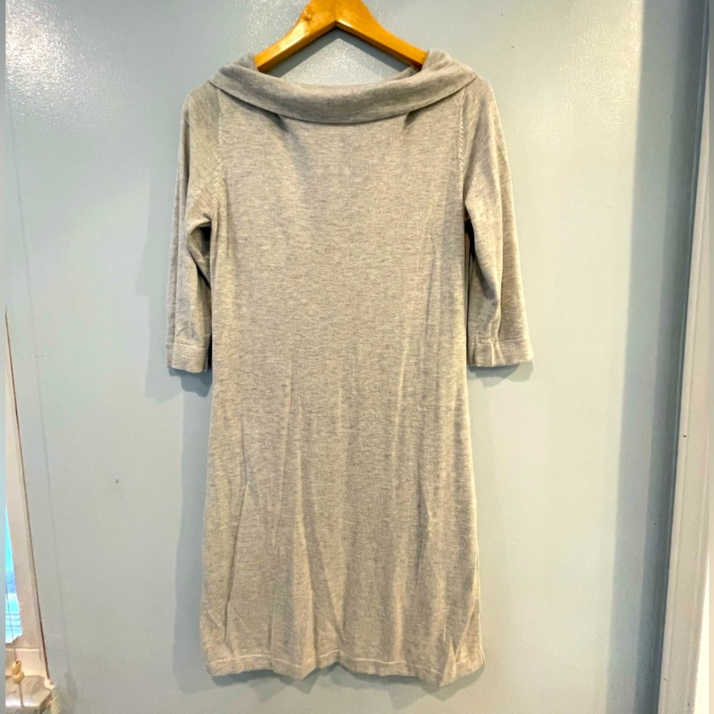 Heather light-gray, cowl neck, sweater dress